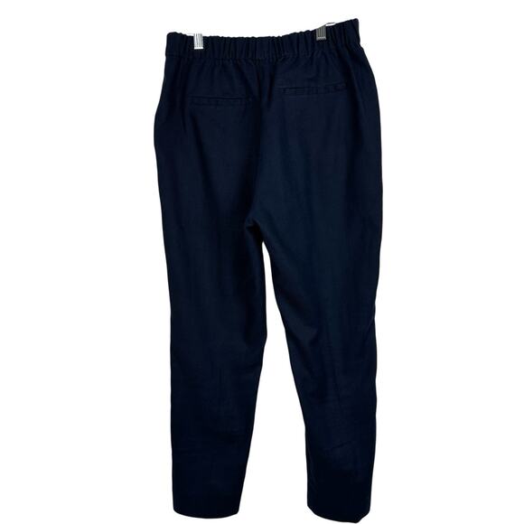 J Crew Easy Pants Womens Size 4 Navy Stretch Linen Trousers Ankle Preppy Comfort - Picture 2 of 11